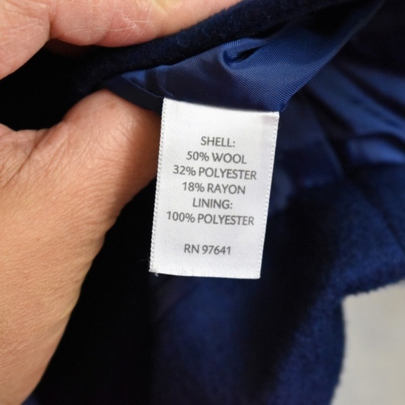 J. Jill Cobalt Blue Wool Blend 3/4 Length Peacoat - Picture 3 of 5